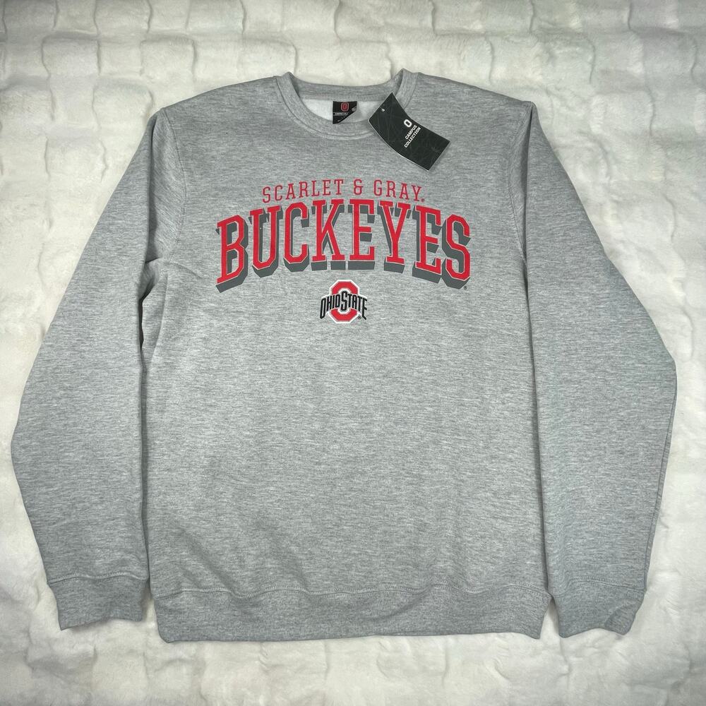 🔥NWT Campus Collection Scarlet & Gray Buckeyes Ohio State Gray Sweatshirt Sz S